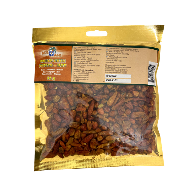 Afroase Whole Chilli Pepper-Hot-80gm