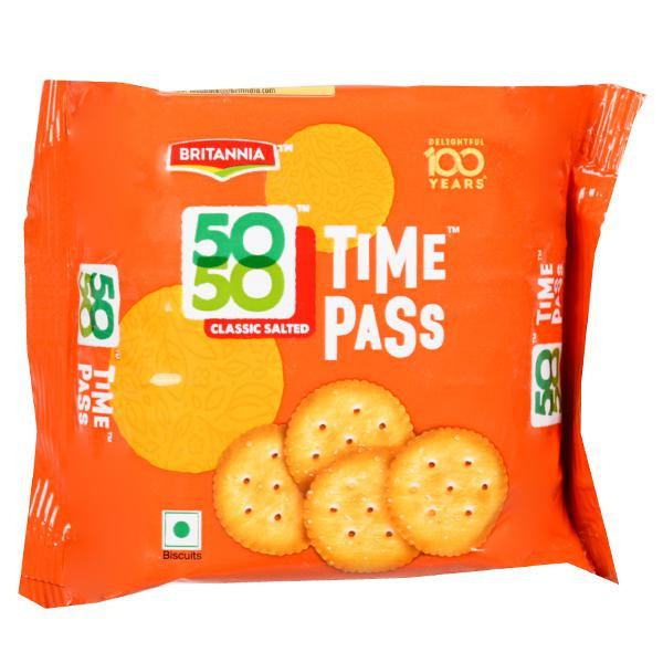 Britannia 50-50 Time Pass Classic Salt Biscuits-160gm