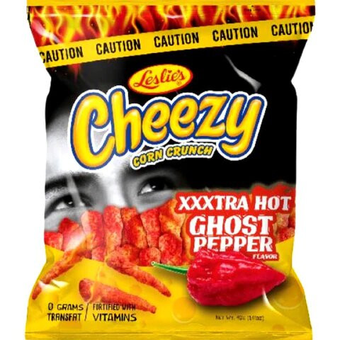 Leslies Cheezy Corn Crunch Xtra Hot Ghost Pepper Flavor-130gm