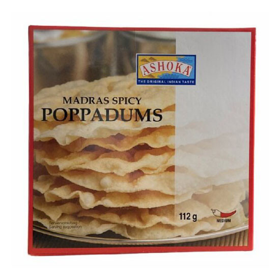 Ashoka Madras Spicy Papad (Poppadums)-112gm